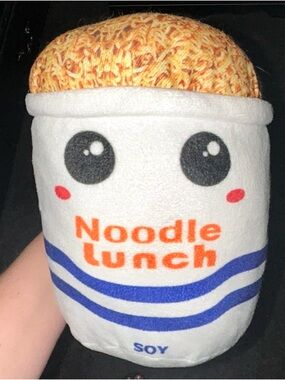 (3/$20) - Kawaii Noodle Lunch Plush - White with Orange & Blue